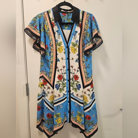 Alice + Olivia Conner Floral-Print Handkerchief Shirtdress Size XS - Picture 6 of 14